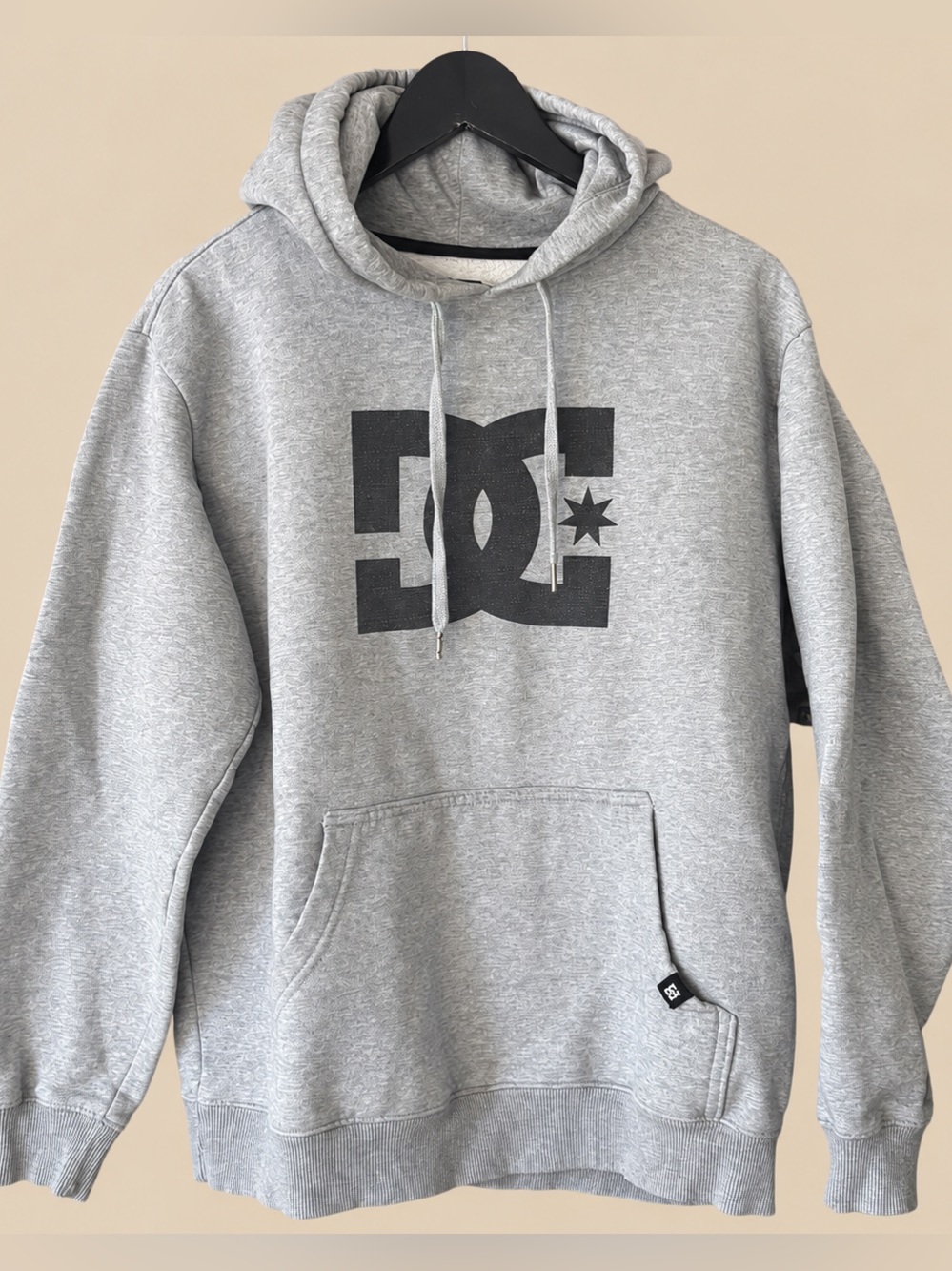 Skater Streetwear Y2K DC Shoes Gray Star Logo Pullover Hoodie M